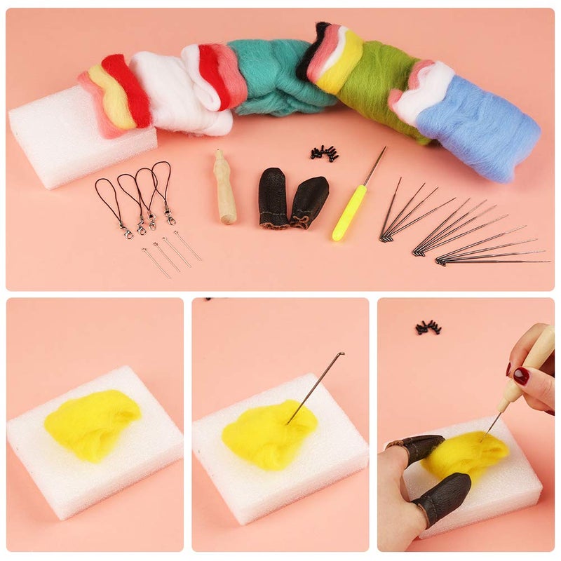 LOKUNN Needle Felting Starter Kit, Complete Needle Felting Tools, Needle Felting Kit with Felting Needles, Instructions, Felting Foam Mat, and Other Tools, for Adults Beginner Supplies DIY Crafts - Image 4